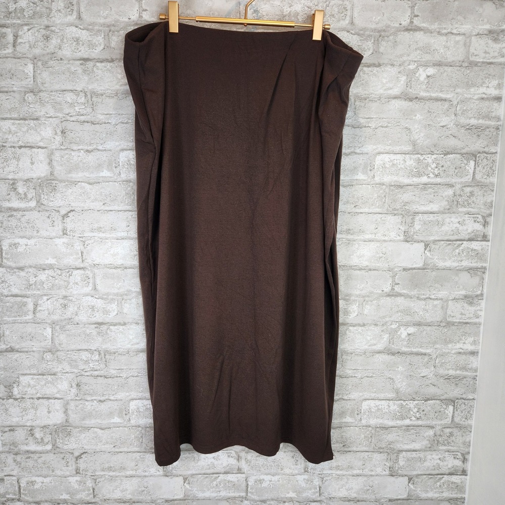 J. Jill Midi Skirt Brown Faux Wrap Stretch Knit‎ Casual XL